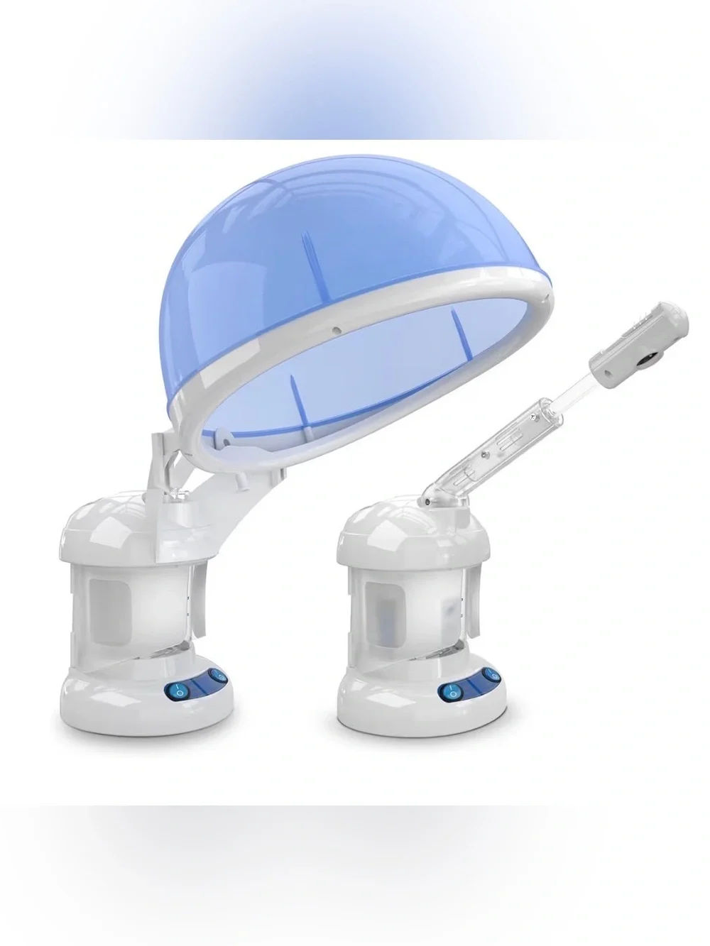 Home Salon Hair Steamer Hood - White Blue Hair Spa Accessory